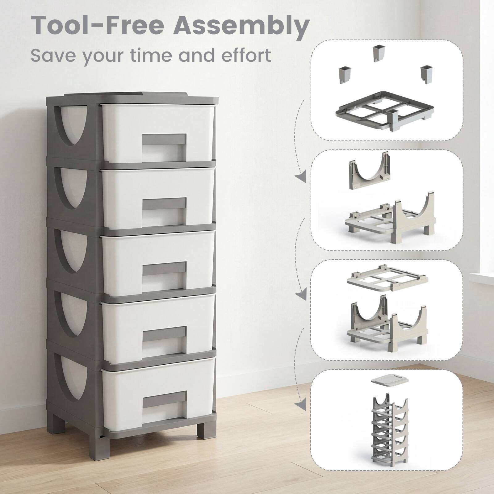 Tool-Free Assembly  
Save your time and effort