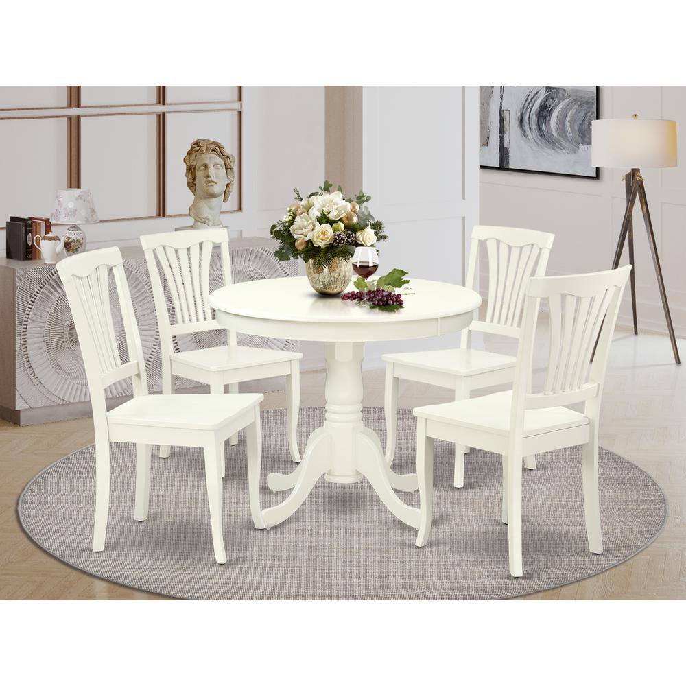 Left. East West Furniture - Dining Room Set Linen White - Brown.