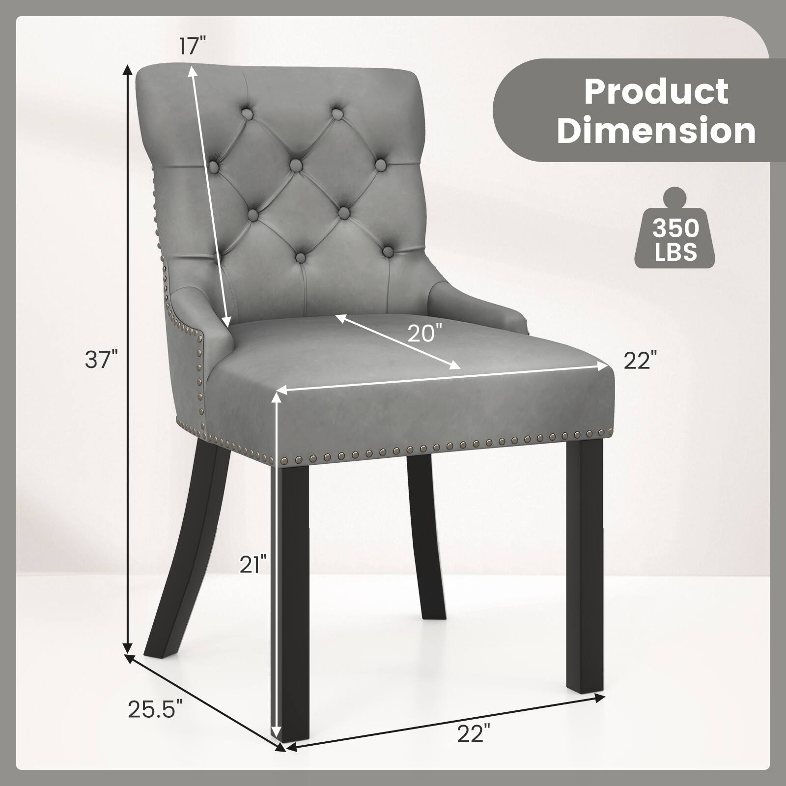 Product Dimension 350 LBS 17" 37" 20" 22" 21" 25.5" 22"