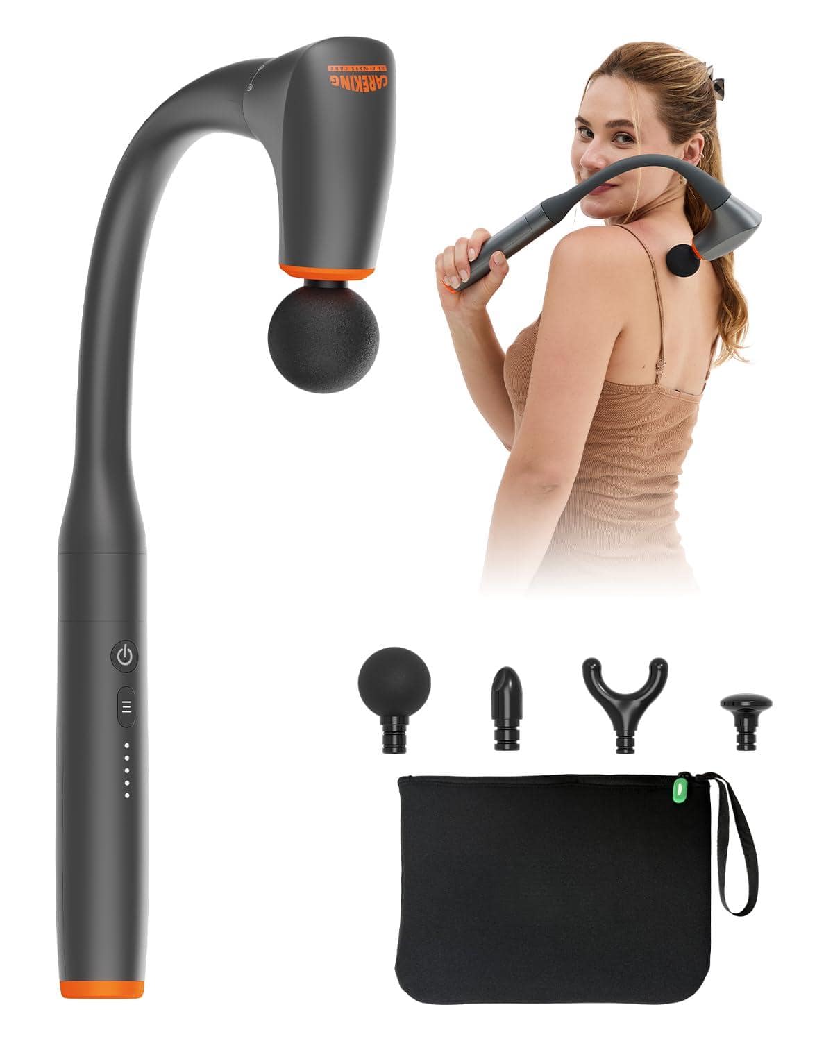 Live At Space - Convertible Deep Tissue Massage Gun with Detachable Handle & Case - 642146671425