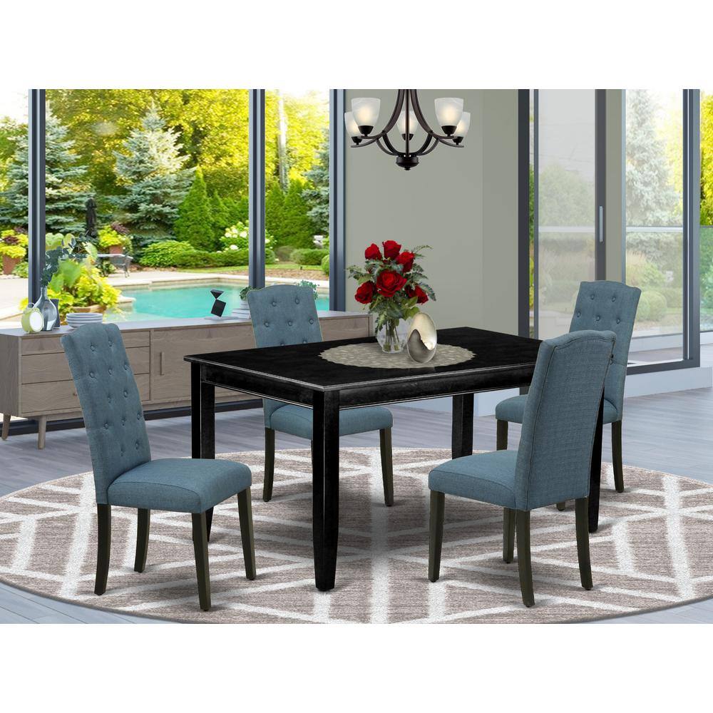Left. East West Furniture - Dining Room Set Black - Brown.
