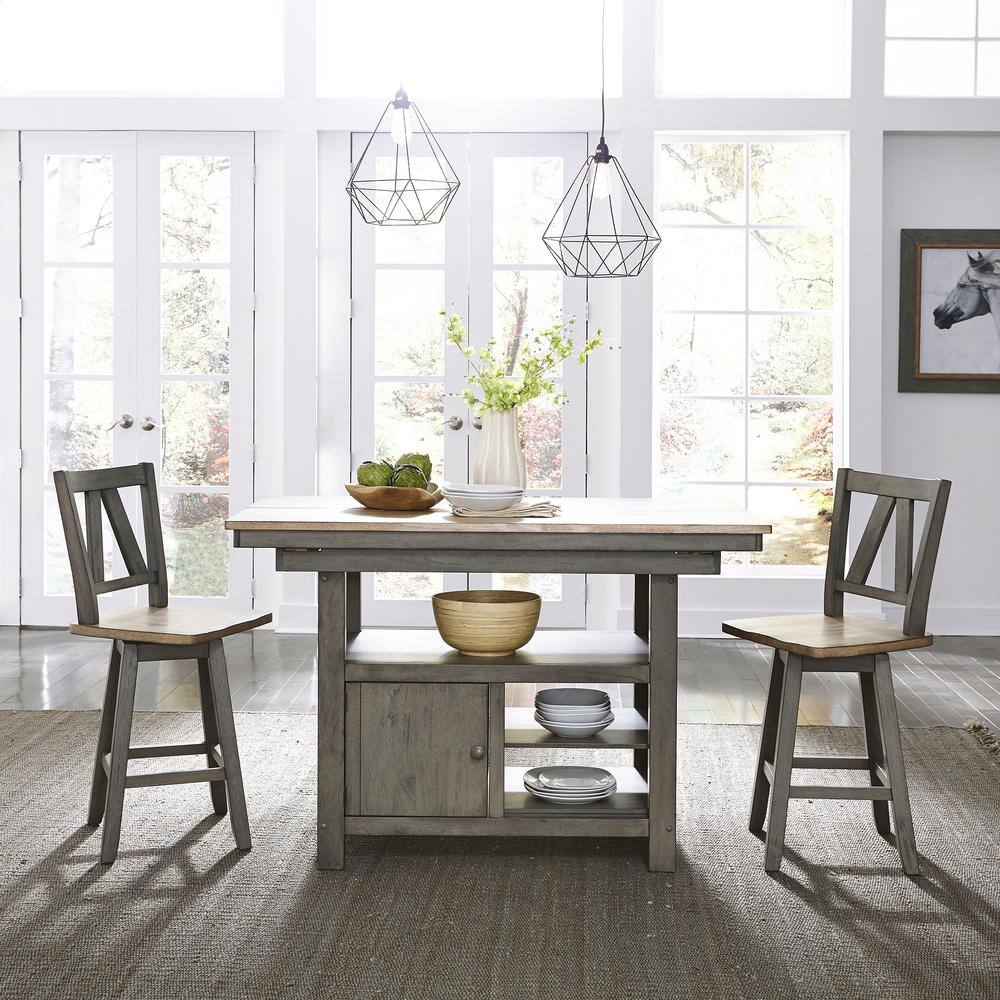 Alt View 2. Liberty Furniture Industries - Lindsey Farm Counter Height Swivel Chair (RTA)-Set of 2 in Gray - Gray.