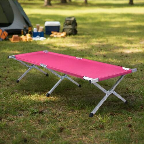 Alt View 8. Winado - 1PC Portable Folding Camping Cot with Camp Bed, Sleeping Cots, Carry Bag for Outdoor Camping Sleeping Nap Beach Travel - Pink.