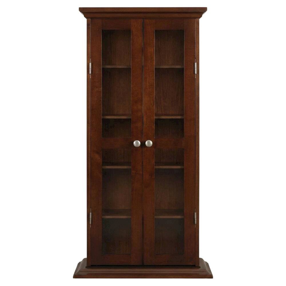 Left. FurniFact - Media Storage Cabinet - Walnut.