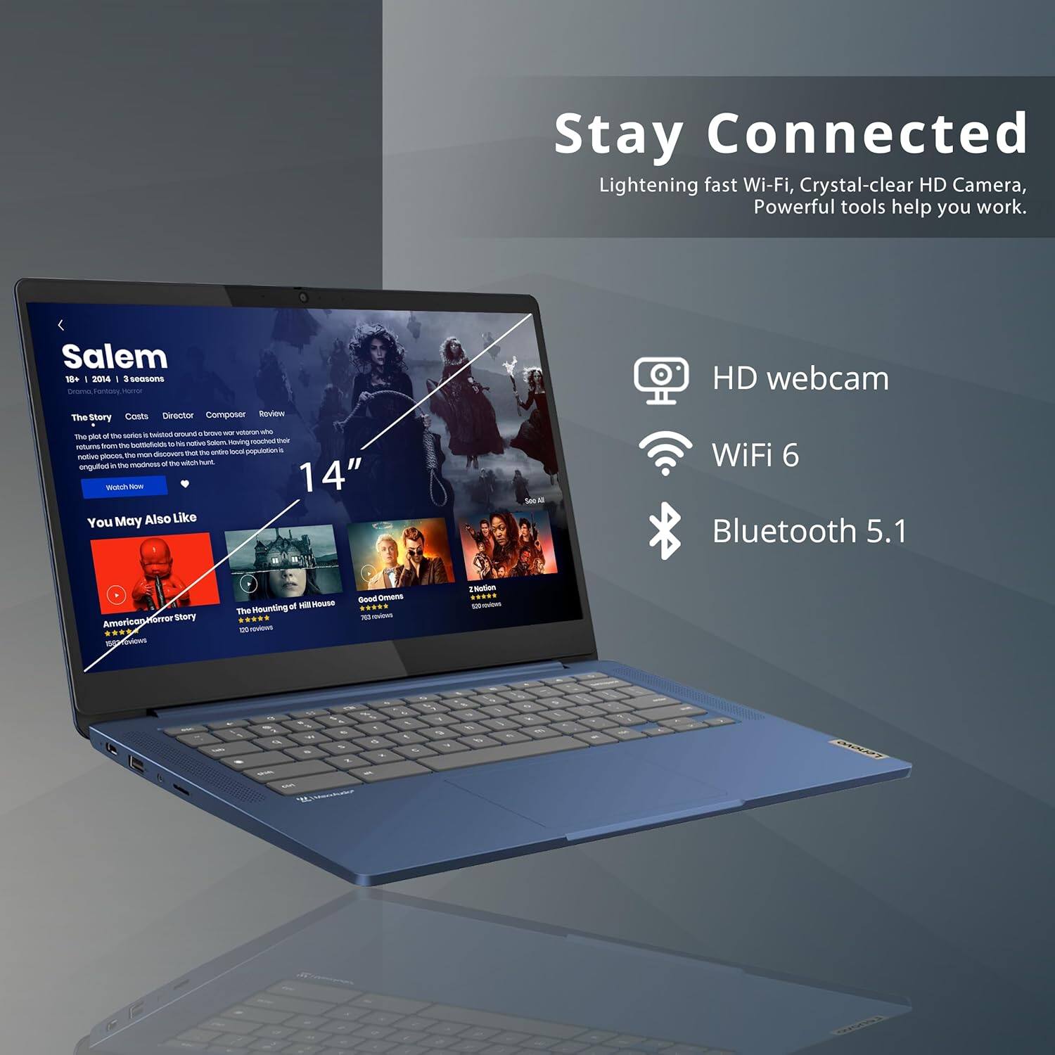 Stay Connected  
Lightening fast Wi-Fi, Crystal-clear HD Camera, Powerful tools help you work.

HD webcam  
WiFi 6  
Bluetooth 5.1