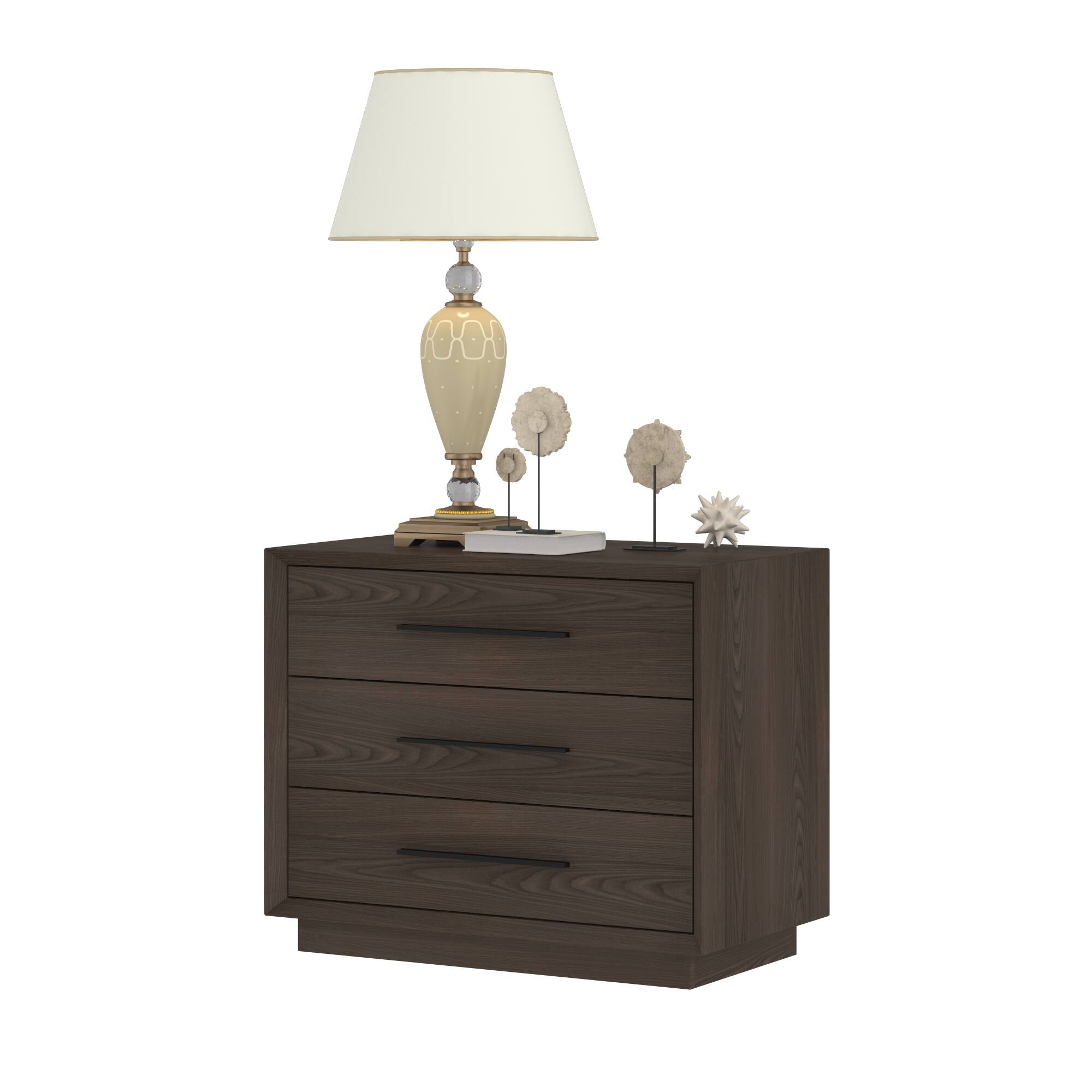 Angle. Famapy - Famapy 3 - Drawer Nightstand: Organized Storage + Anti - Tipping Safety - Brown.