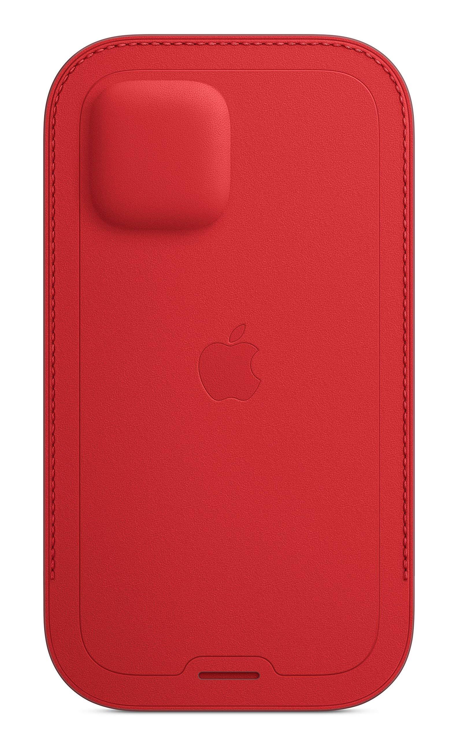 Alt View 1. Apple - Apple iPhone 12 and 12 Pro Leather Sleeve with MagSafe - Red - Dark Cherry.