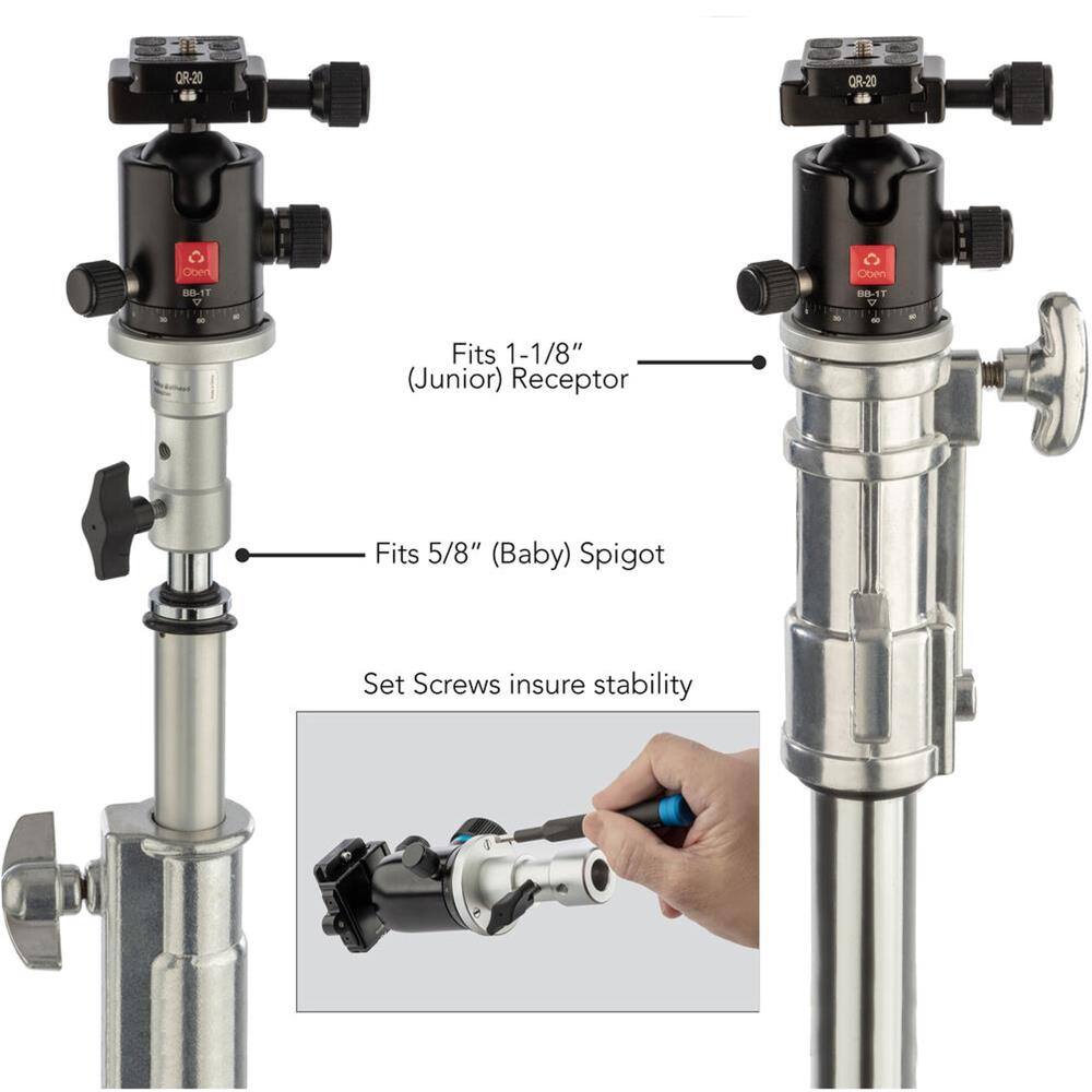 QR-20  
Oben  
Coen  
BB-11  
BB-1T A  
Fits 1-1/8" (Junior) Receptor  
Fits 5/8" (Baby) Spigot  
Set Screws insure stability