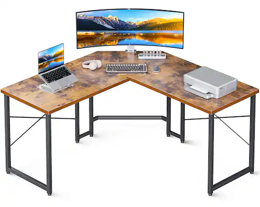 Front. AODK - 51" L Shaped Gaming Desk,Computer Corner Desk for Home Office and Small Space - Vintage.