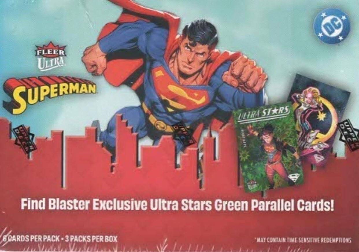FLEER ULTRA SUPERMAN 1 ULTRA STARS DC

Find Blaster Exclusive Ultra Stars Green Parallel Cards! 6 CARDS PER PACK 3 PACKS PER BOX "MAY CONTAIN TIME-SENSITIVE REDEMPTIONS