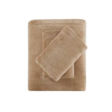 Front. Gracie Mills - Gracie Mills Dashiell Micro Plush Sheet Set - Taupe.