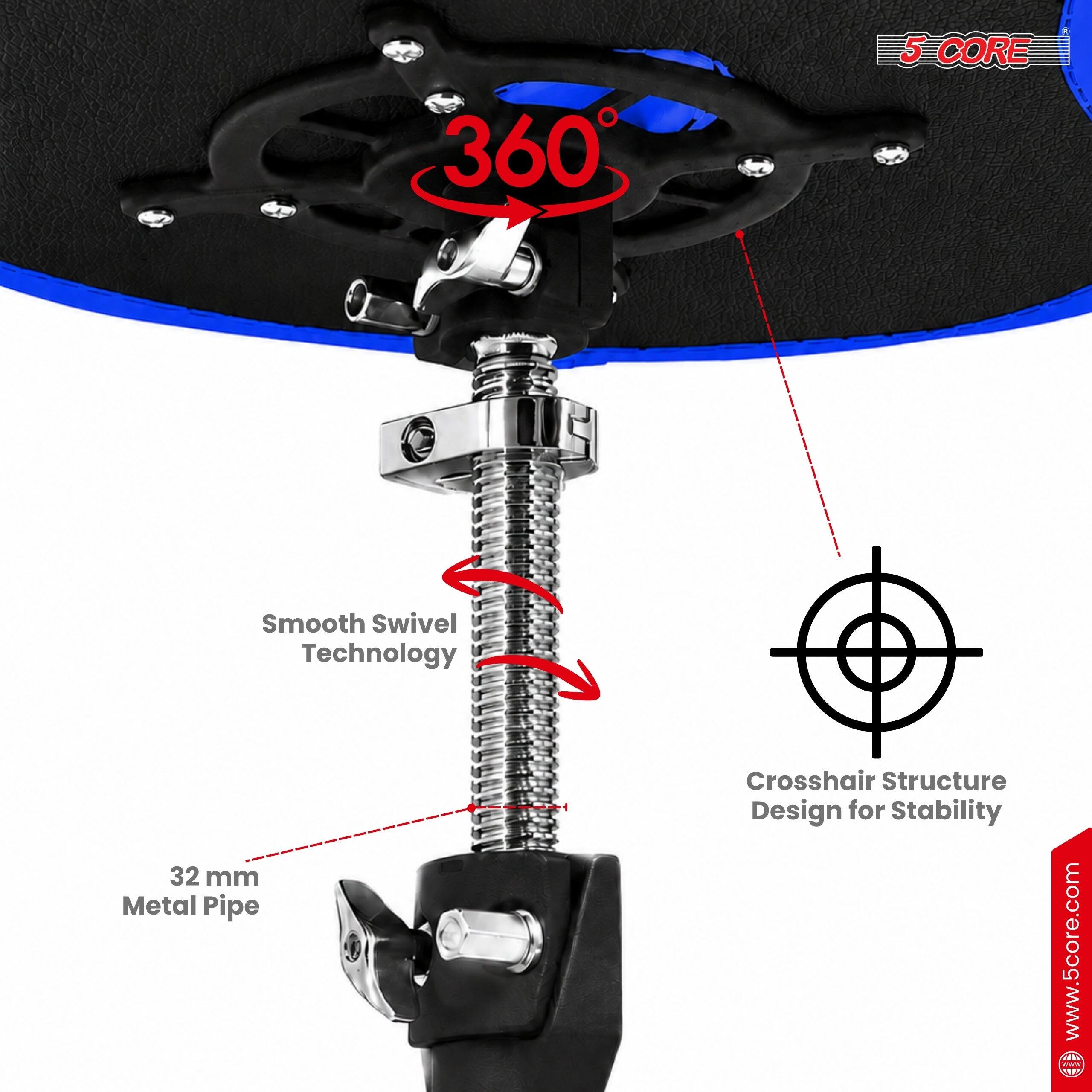 360° 5 CORE I Smooth Swivel Technology 32 mm Metal Pipe Crosshair Structure Design for Stability www.5core.com