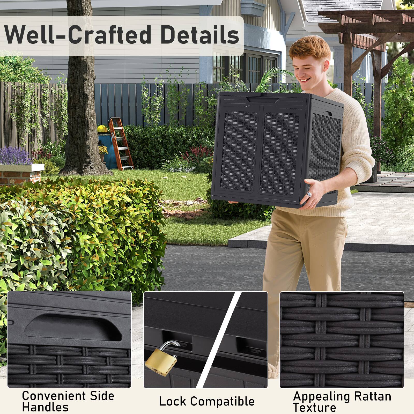 Well-Crafted Details

Convenient Side Handles

Lock Compatible

Appealing Rattan Texture