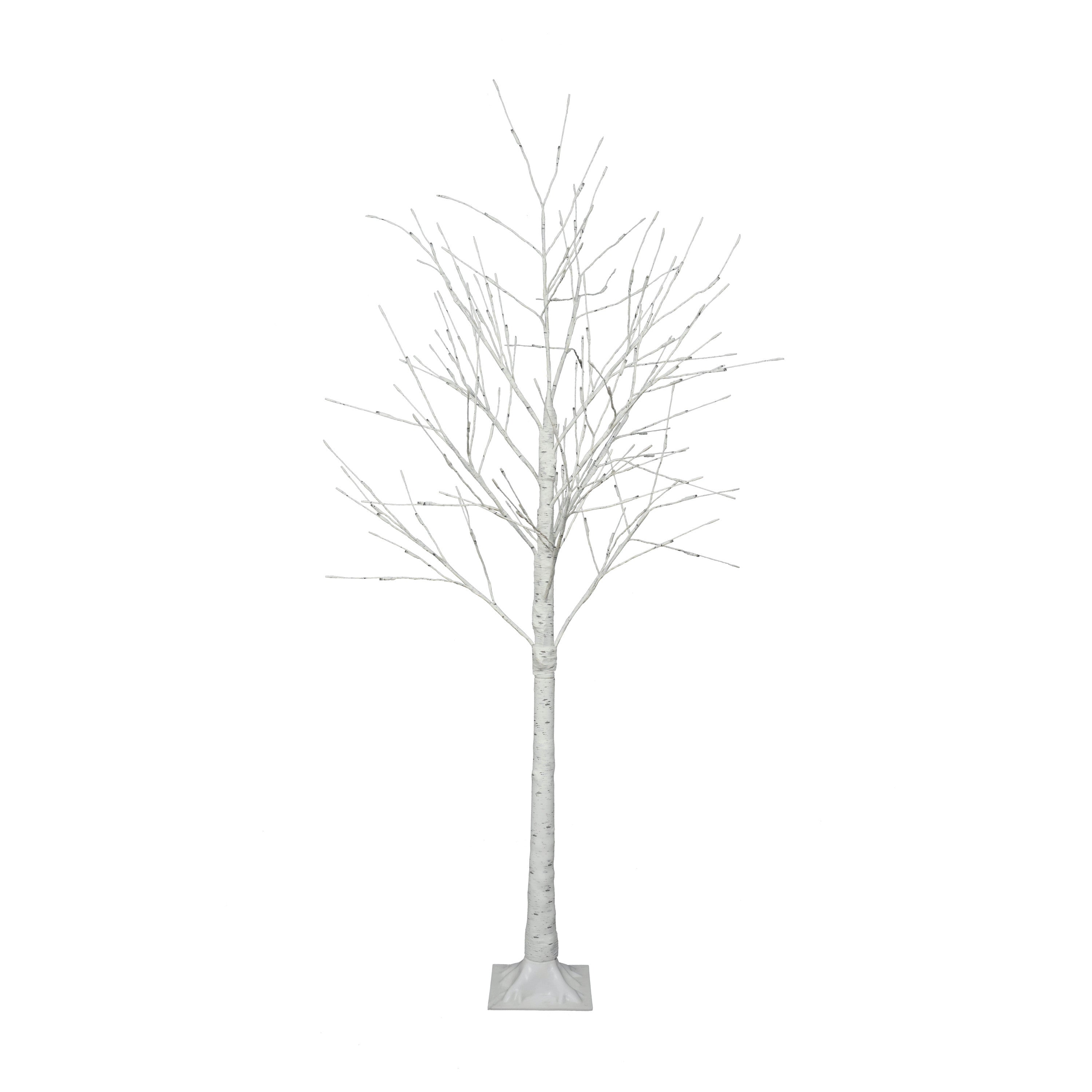 Alt View 7. Hivvago - Set of Lighted Birch Tree, 4FT 48 LED/5FT 72 LED/6FT 96 LED Artificial Tree with Warm White Lights - White.