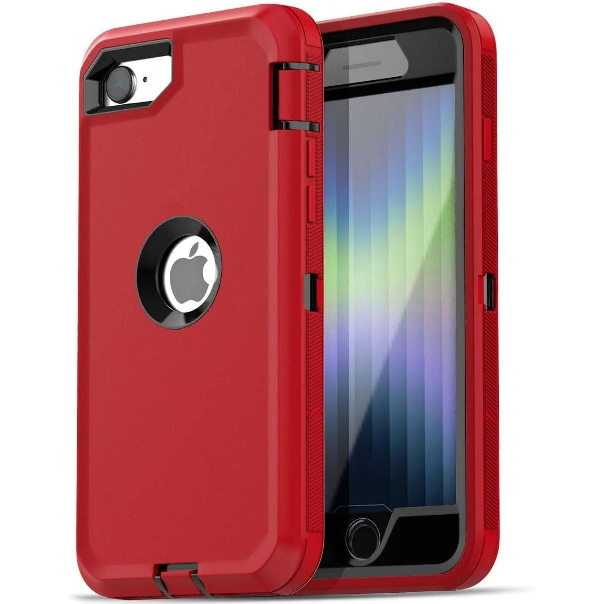 Front. Entronix - Entronix Heavy Duty Triple-Layer Case for iPhone 8/7/SE - Ultimate Protection - Red.