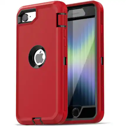 Front. Entronix - Entronix Heavy Duty Triple-Layer Case for iPhone 8/7/SE - Ultimate Protection - Red.
