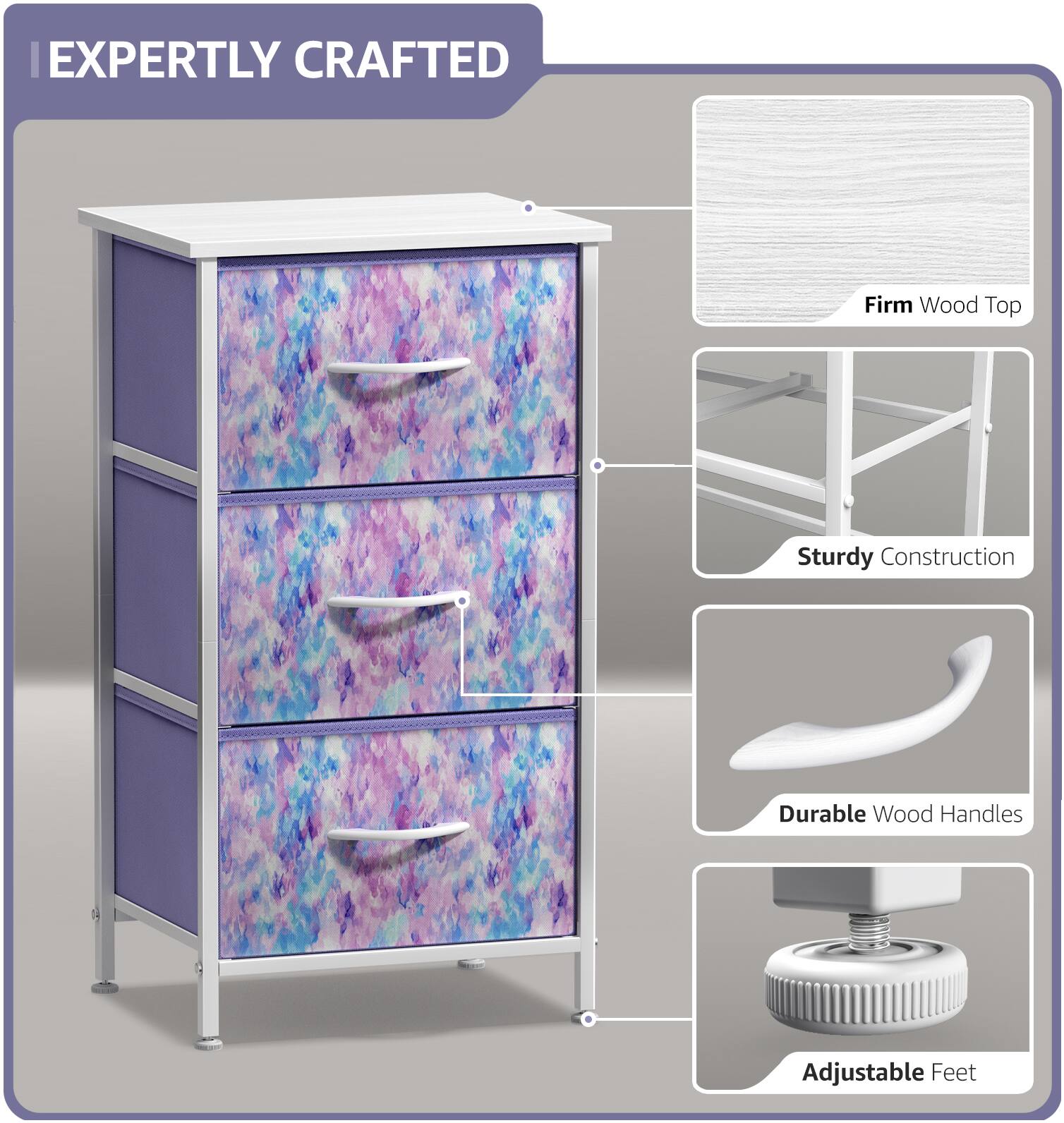 EXPERTLY CRAFTED

- Firm Wood Top
- Sturdy Construction
- Durable Wood Handles
- Adjustable Feet