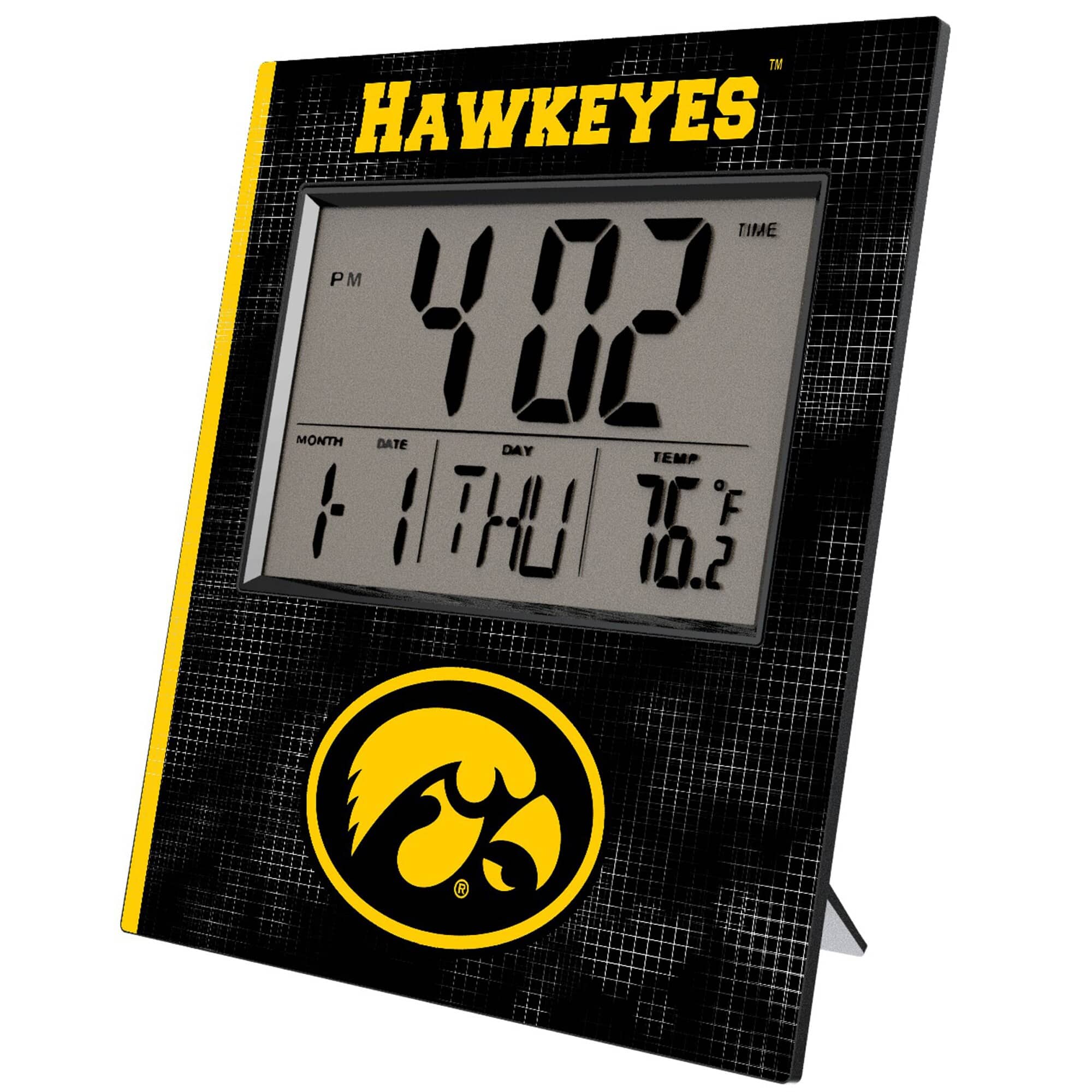 Keyscaper - Iowa Hawkeyes Cross Hatch Digital Desk Clock - Multicolor