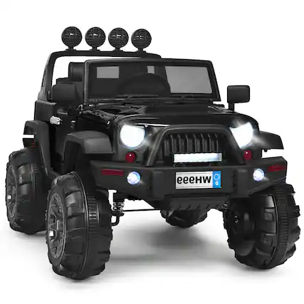 Front. Gymax - Gymax Electric Kids Ride On 12V Truck Car w/ MP3 Remote Control Black - Black.