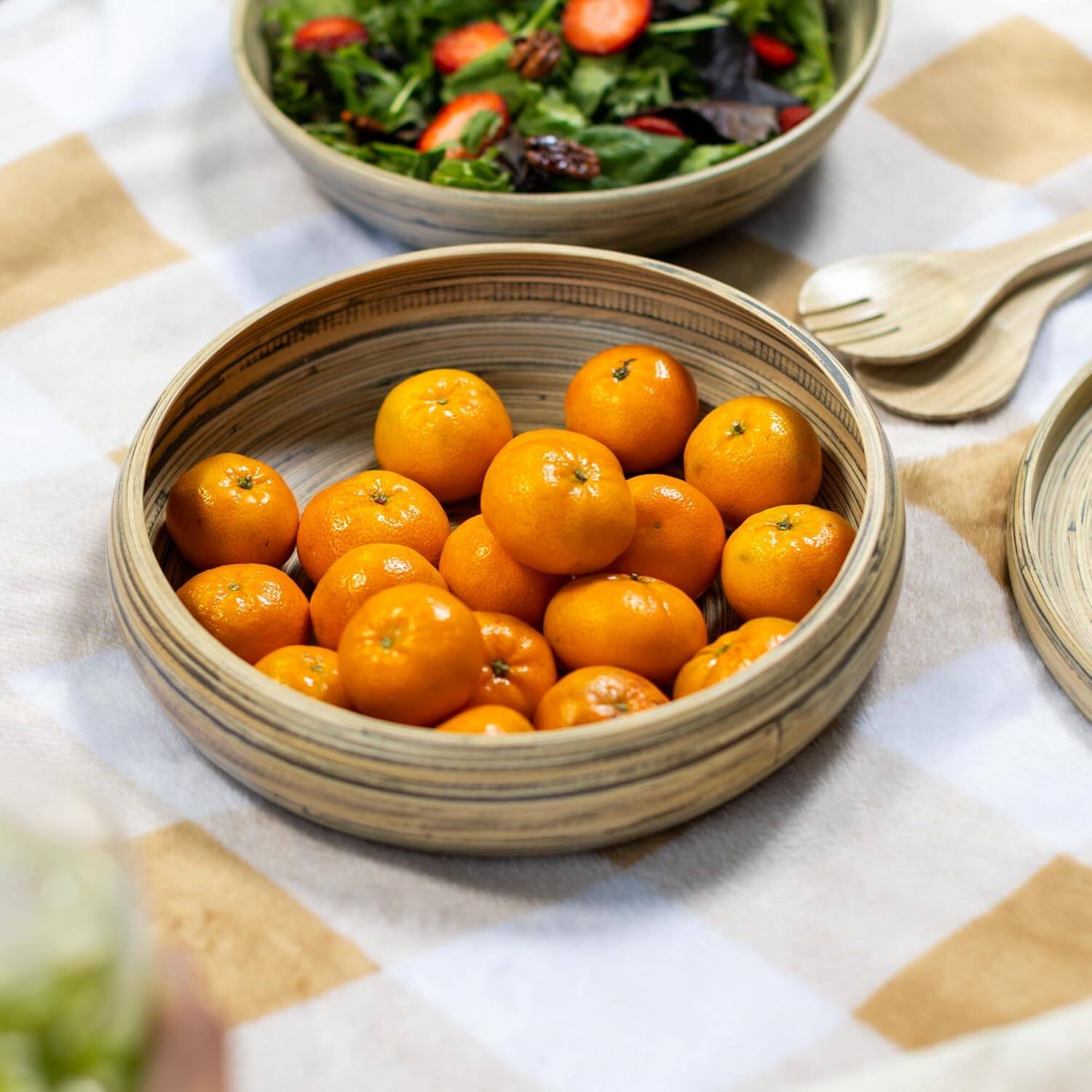 Alt View 1. Lexa - Bamboo Fruit Bowl, 12 Inch, Black - Black/Natural.