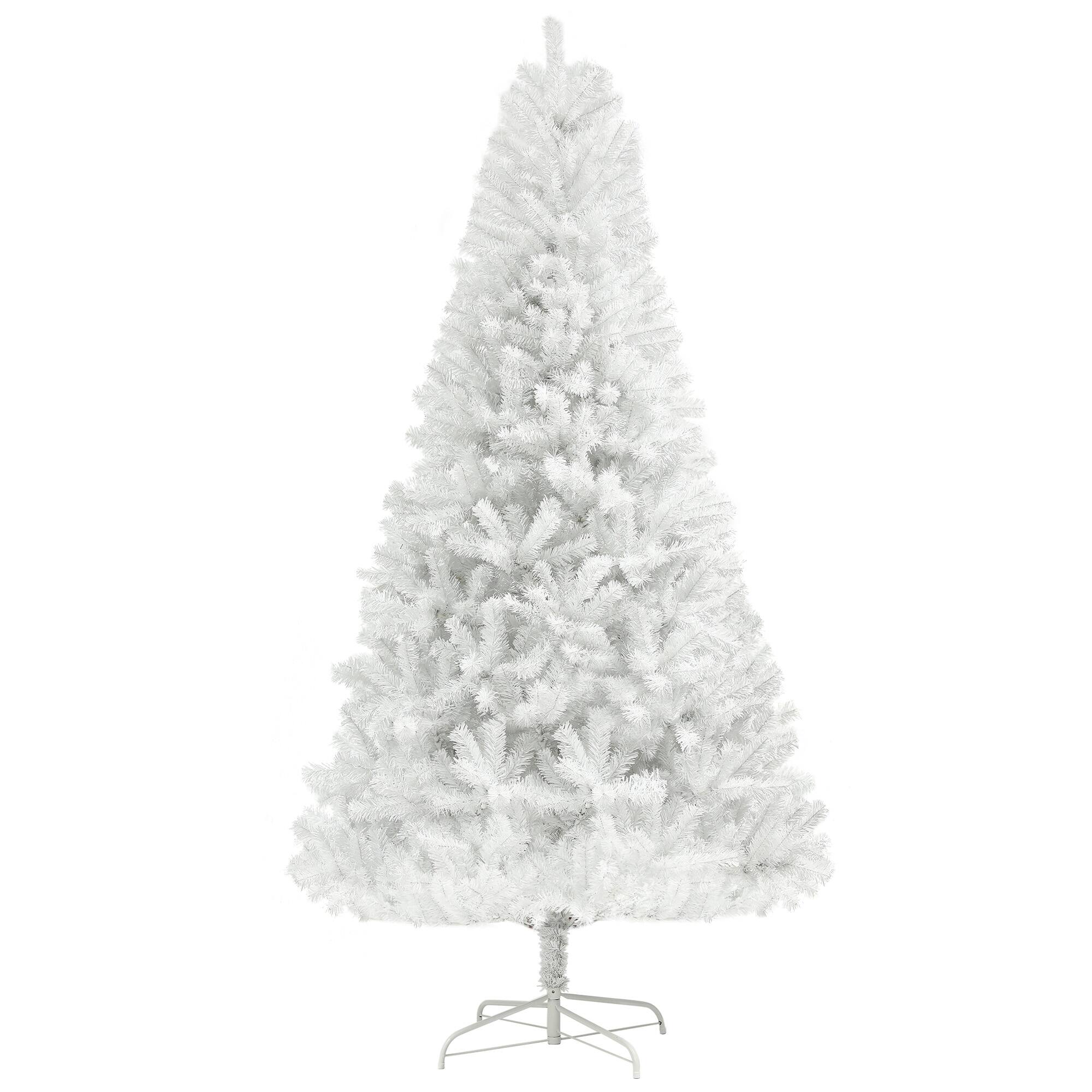 Front. Homcom - Unlit Artificial White Christmas Tree, Holiday Decor with 1000 Branch Tips - White.