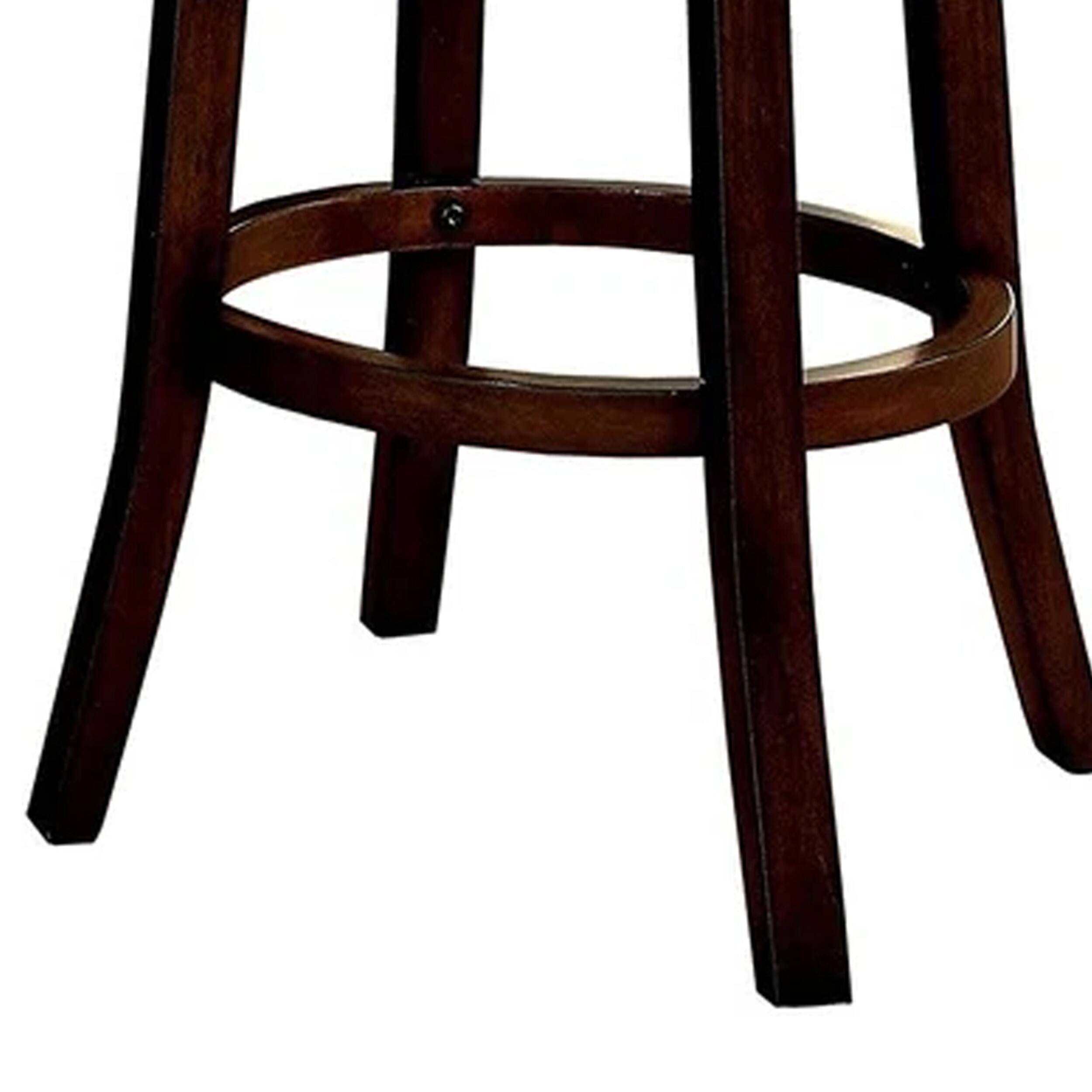 Back. Manhattan Lane - Lynsey Contemporary 24"Barstool With linen Cushion, Set of 2 - Dark Oak, Gray.