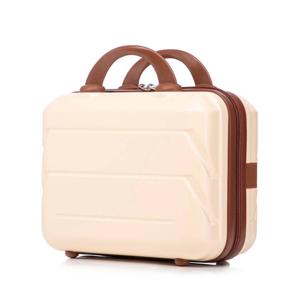 Angle. Ropilly - Ropilly 2 Piece Luggage Set Beige Hard Shell Suitcase with Cosmetic Case 20 Inch - Beige.