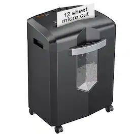 Bonsaii - 12-Sheet Micro Cut Shredder - P-4 Security Level, Shreds Paper, Staple & Clip - 60 Min Continuous Use, Jam-Proof System - Black