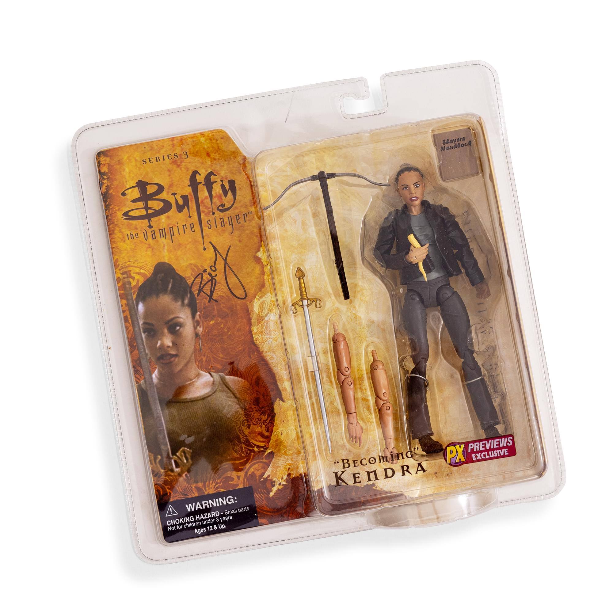 SERIES 3  
Buffy the Vampire Slayer  
Je Slayars NandSo4  
WARNING: Small parts CHOKING HAZARD - Not for children under 3 years. Ages 12 & up.  
PREVIEWS "Becoming" PX EXCLUSIVE KENDRA