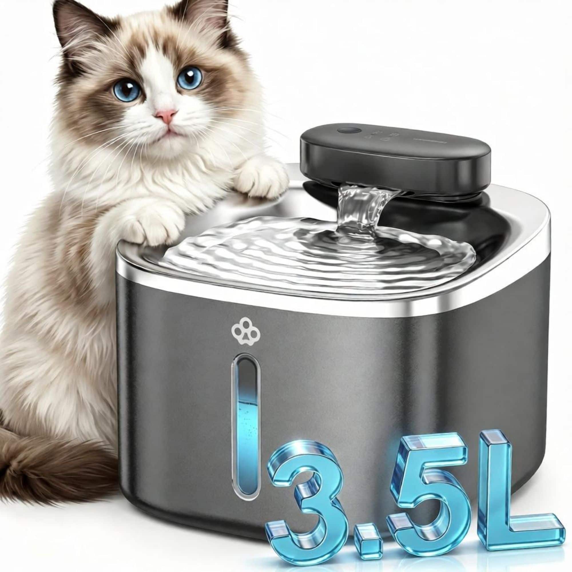 Oneisall - 3.5L 118oz Cordless Automatic Pet Water Fountain For Dog Cat Quiet with Motion Sensor BPA Free 3 Filters - Black