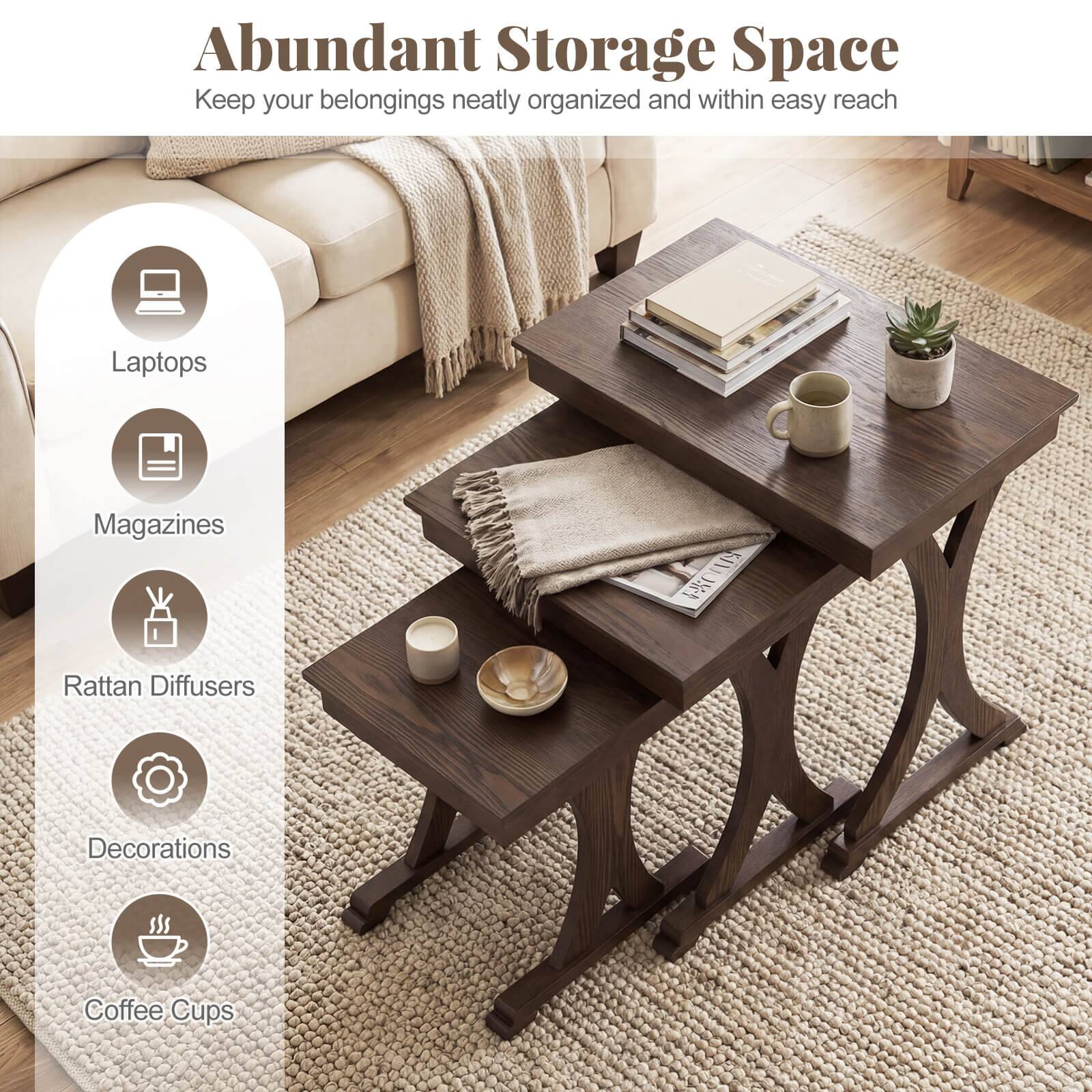 Abundant Storage Space  
Keep your belongings neatly organized and within easy reach  

- Laptops  
- Magazines  
- Rattan Diffusers  
- Decorations  
- Coffee Cups