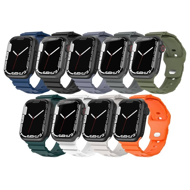 Left. StrapsCo - Intrepid Band Silicone Rubber Watch Strap For Apple Watch - 44mm/45mm/46mm/49mm - Starlight.