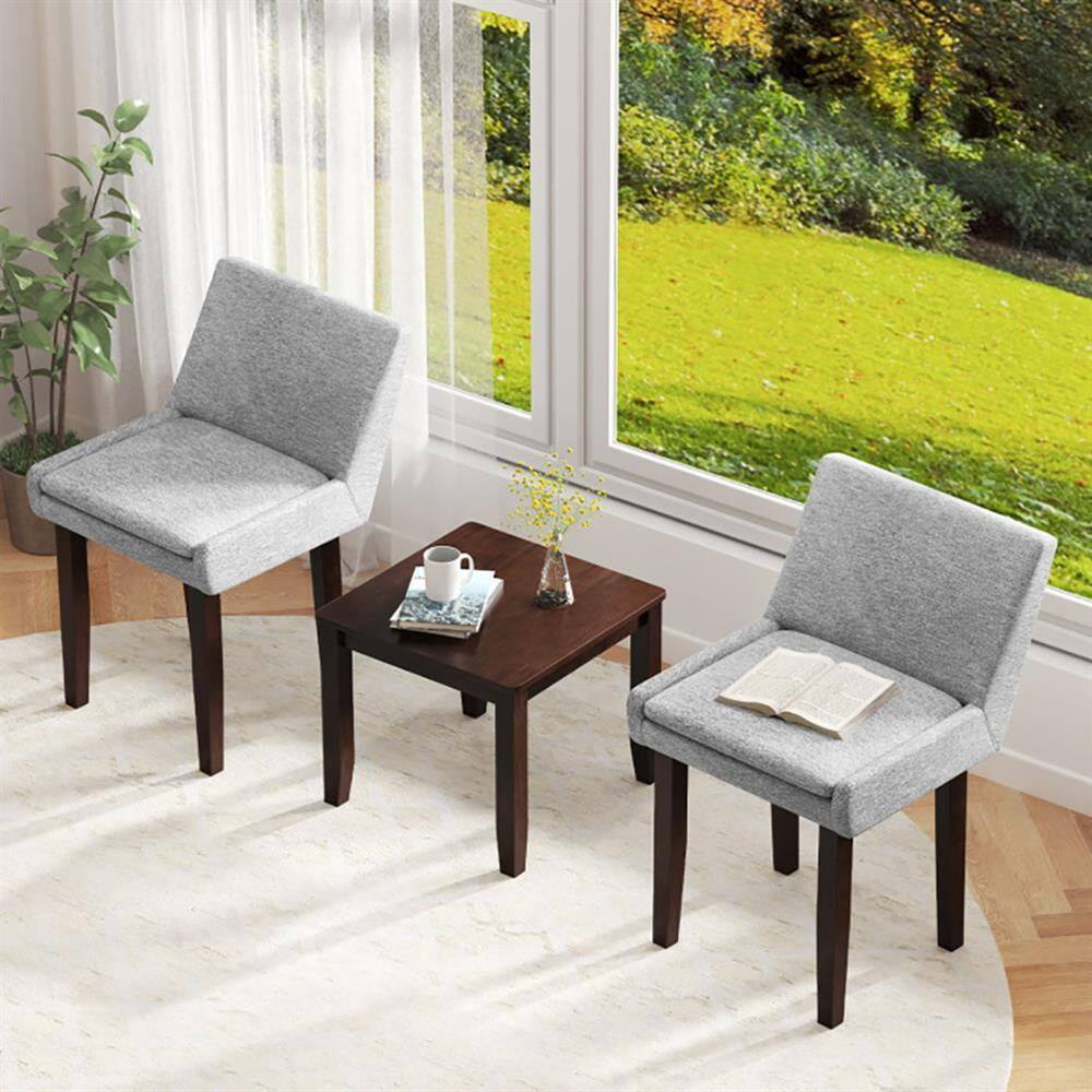 Angle. Kadyn - Leisure Sofa Reading Chair, Accent Chair,3-Piece Accent Table and Chair Set for Kitchen and Living Room-Brown & Gray - Gray.