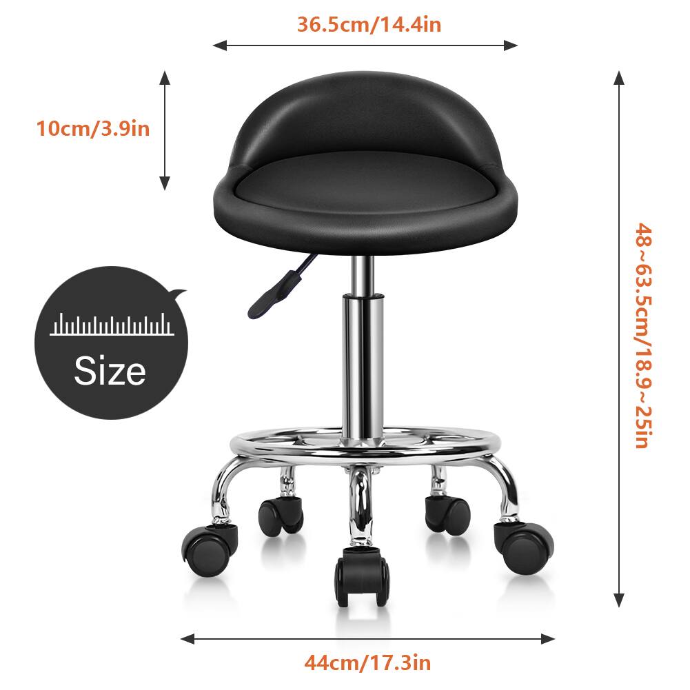 - Width: 36.5cm / 14.4in
- Depth: 44cm / 17.3in
- Height: 48~63.5cm / 18.9~25in
- Seat Height: 10cm / 3.9in