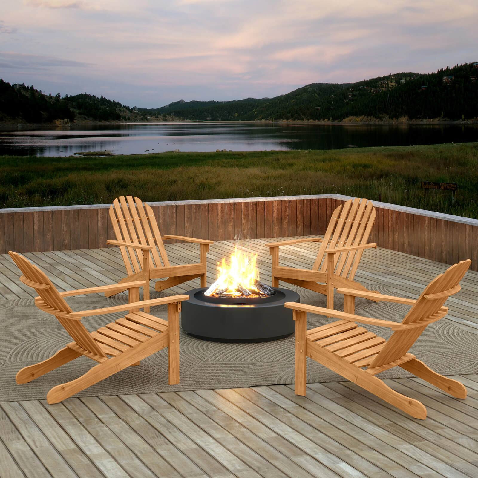 Alt View 4. Costway - Costway 1 PCS Patio Adirondack Chair with Inclined Seat High Backrest for Porch Backyard Poolside - Natural.