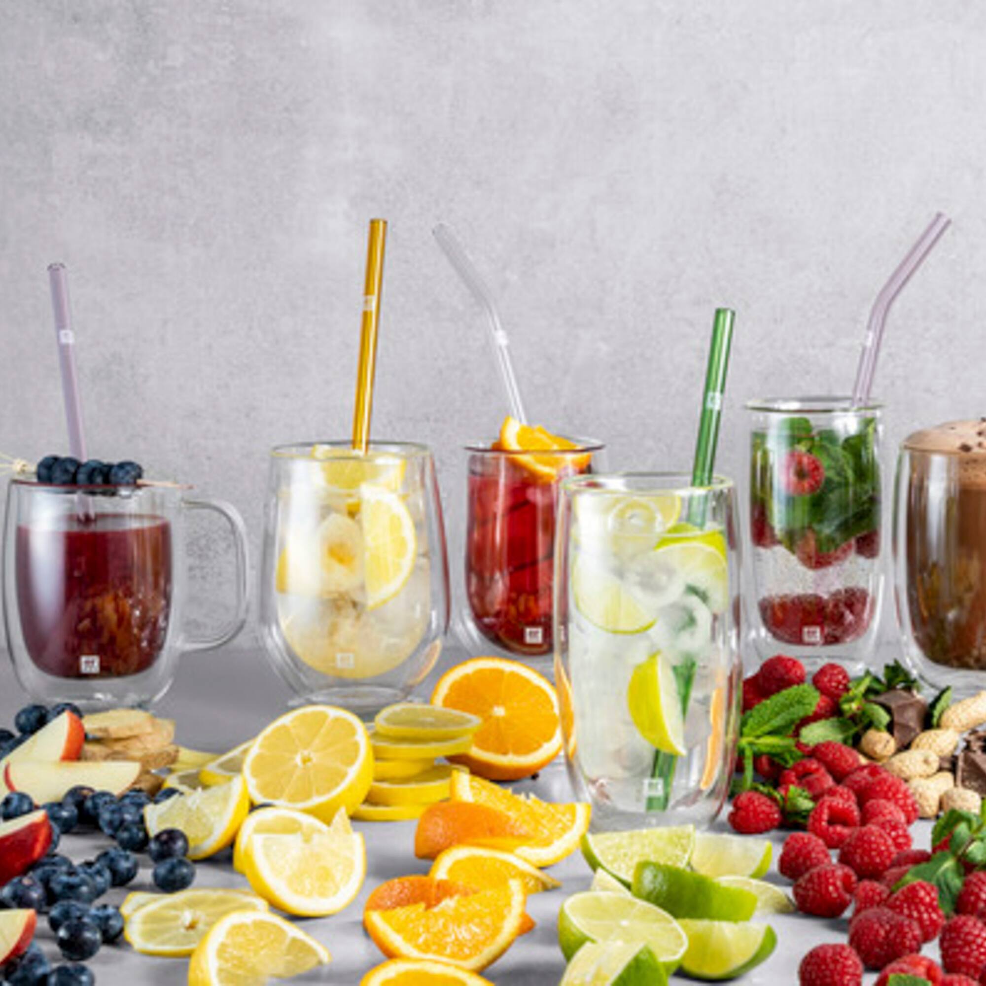 Alt View 5. ZWILLING - ZWILLING Sorrento 5-pc Bent Glass Straw Set - Multi Color - Multi.