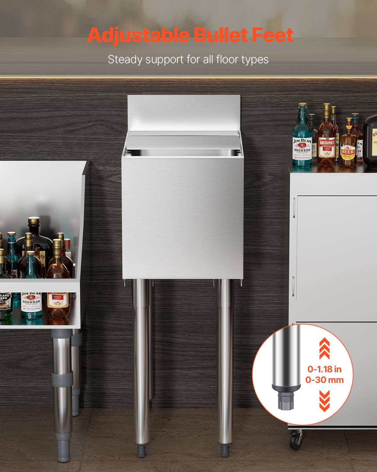 Adjustable Bullet Feet  
Steady support for all floor types  

0-1.18 in  
0-30 mm