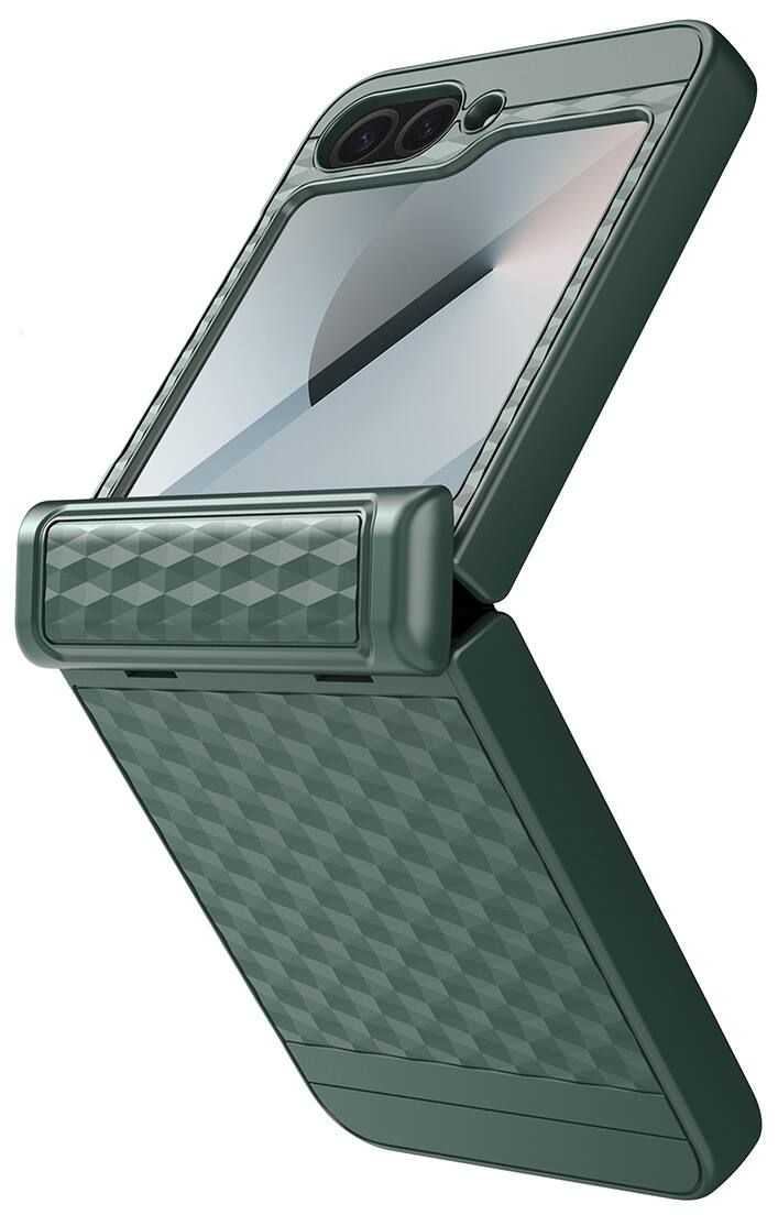 Front. Nakedcellphone - Sigma Rizz Case for Samsung Galaxy Z Flip 6 / Z Flip 7 FE - Screen Protection and Hinge Cover - Green.