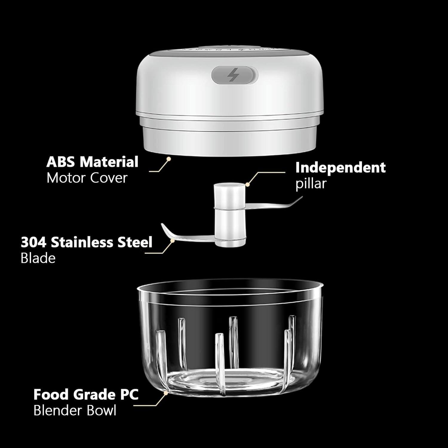 ABS Material Motor Cover, Independent pillar, 304 Stainless Steel Blade, Food Grade PC Blender Bowl