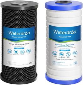 Waterdrop - Whole House Water Filter, Carbon Filter Reduce Chlorine,Cartridge Replacement for GE, Ispring, Culligan, Whirlpool - White