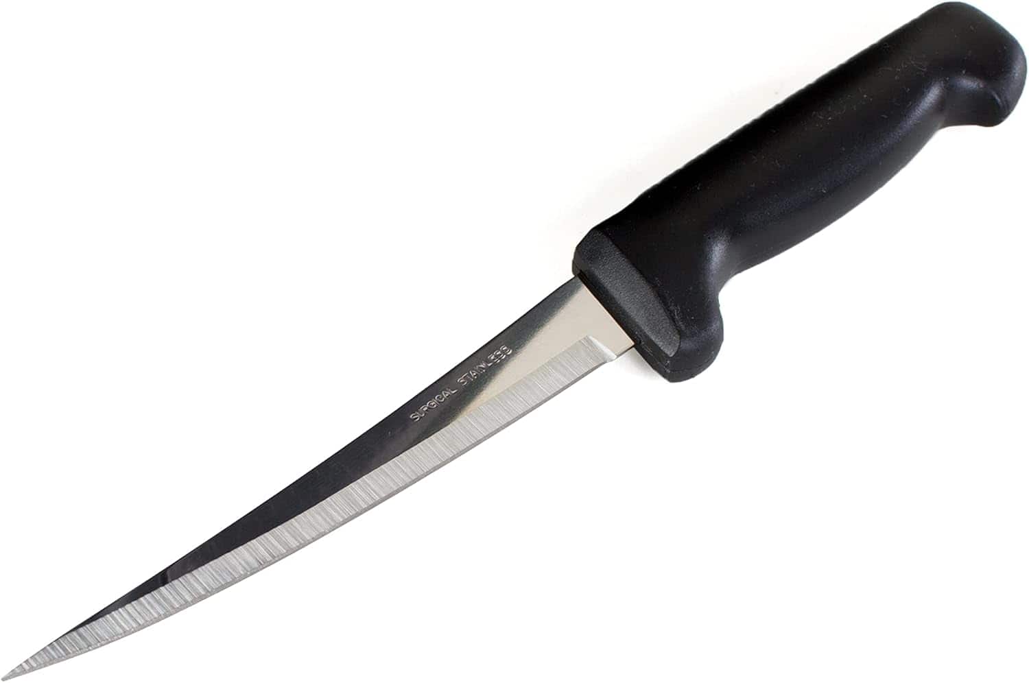 Kitchen + Home - Fillet Knife - 7" Flexible Stainless Steel Curved Boning Knife - Black
