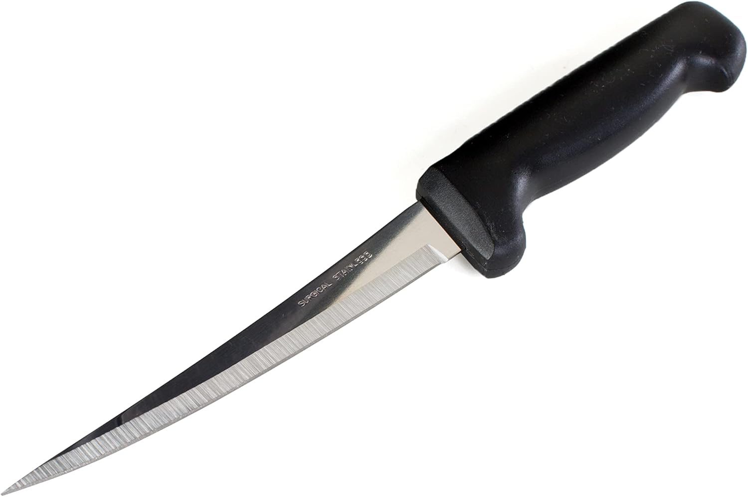 Kitchen + Home - Fillet Knife - 7" Flexible Stainless Steel Curved Boning Knife - Black