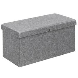 Costway - 30" Folding Storage Ottoman W/Lift Top Bed End Bench 80L Capacity Light - Light Gray