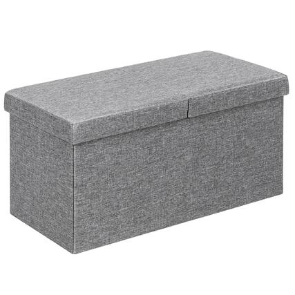Front. Costway - Costway 30" Folding Storage Ottoman W/Lift Top Bed End Bench 80L Capacity Light - Light Grey.