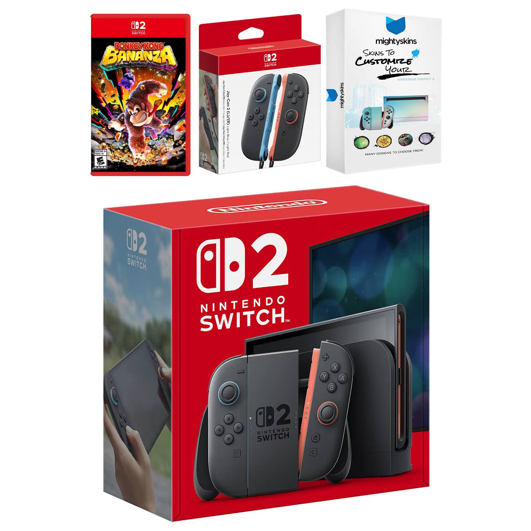 002 2 NT DONKEY KONG BANANZA  
MightySkins - Skins to Customize Your Nintendo Switch 2  
RAIY ESAL 10:02 NIATENSO SWITCH HTTLR 2 NINTENDO SWITCH  
0D2: NINTENDO SWITCH Y X A 5