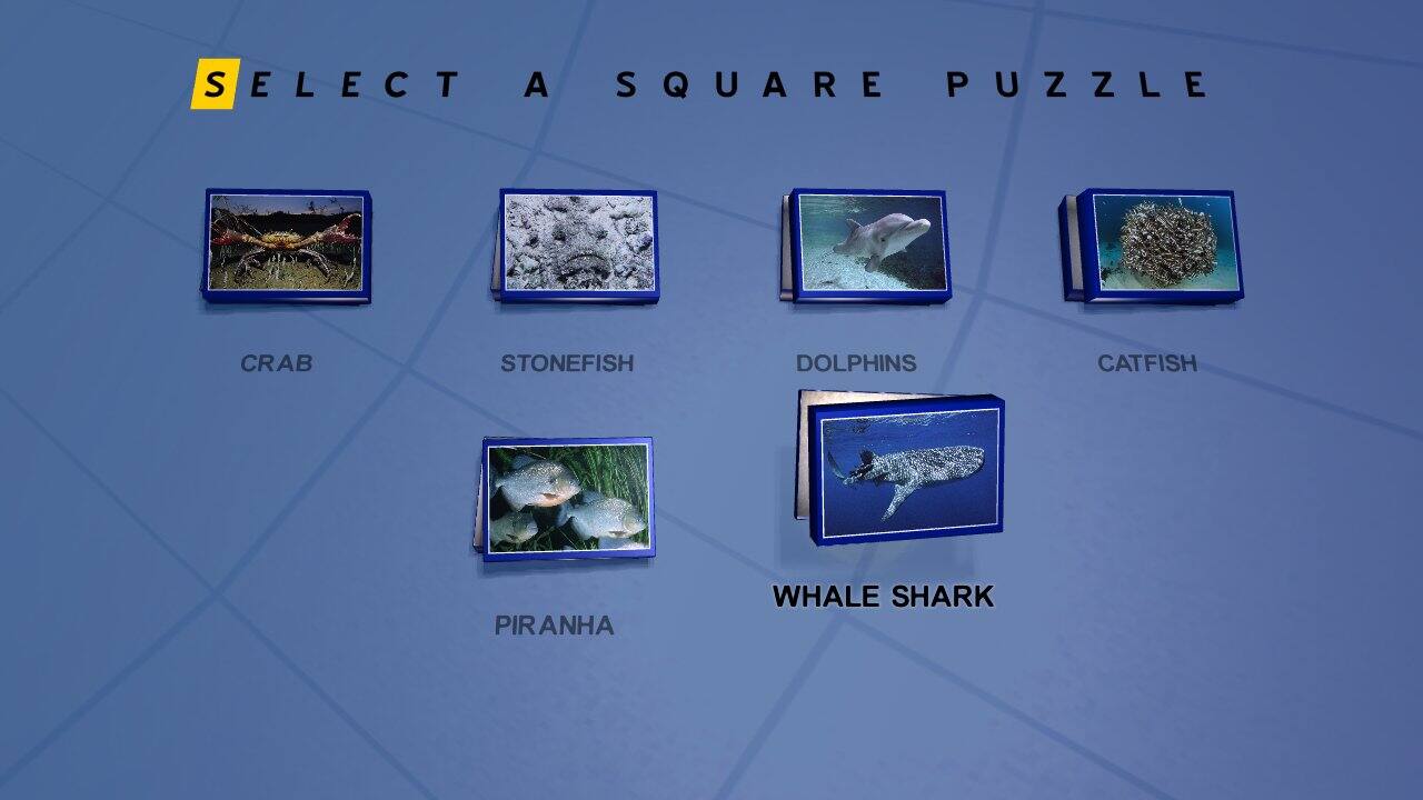 SELECT A SQUARE PUZZLE

CRAB  
STONEFISH  
DOLPHINS  
CATFISH  
PIRANHA  
WHALE SHARK