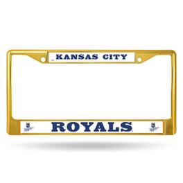 Rico Industries - Kansas City Royals Baseball - Gold Painted Chrome Metal License Plate Frame - Multi