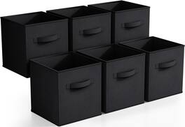 Sorbus - Foldable Storage Cubes - 6 Fabric Baskets for Organizing Pantry, Closet, Shelf, Nursery, Playroom, Toy Box, Cubby - Black