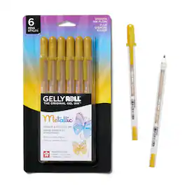Sakura - Gelly Roll Metallic Gel Pens, Metallic Gold, Medium Line, 6 Pack