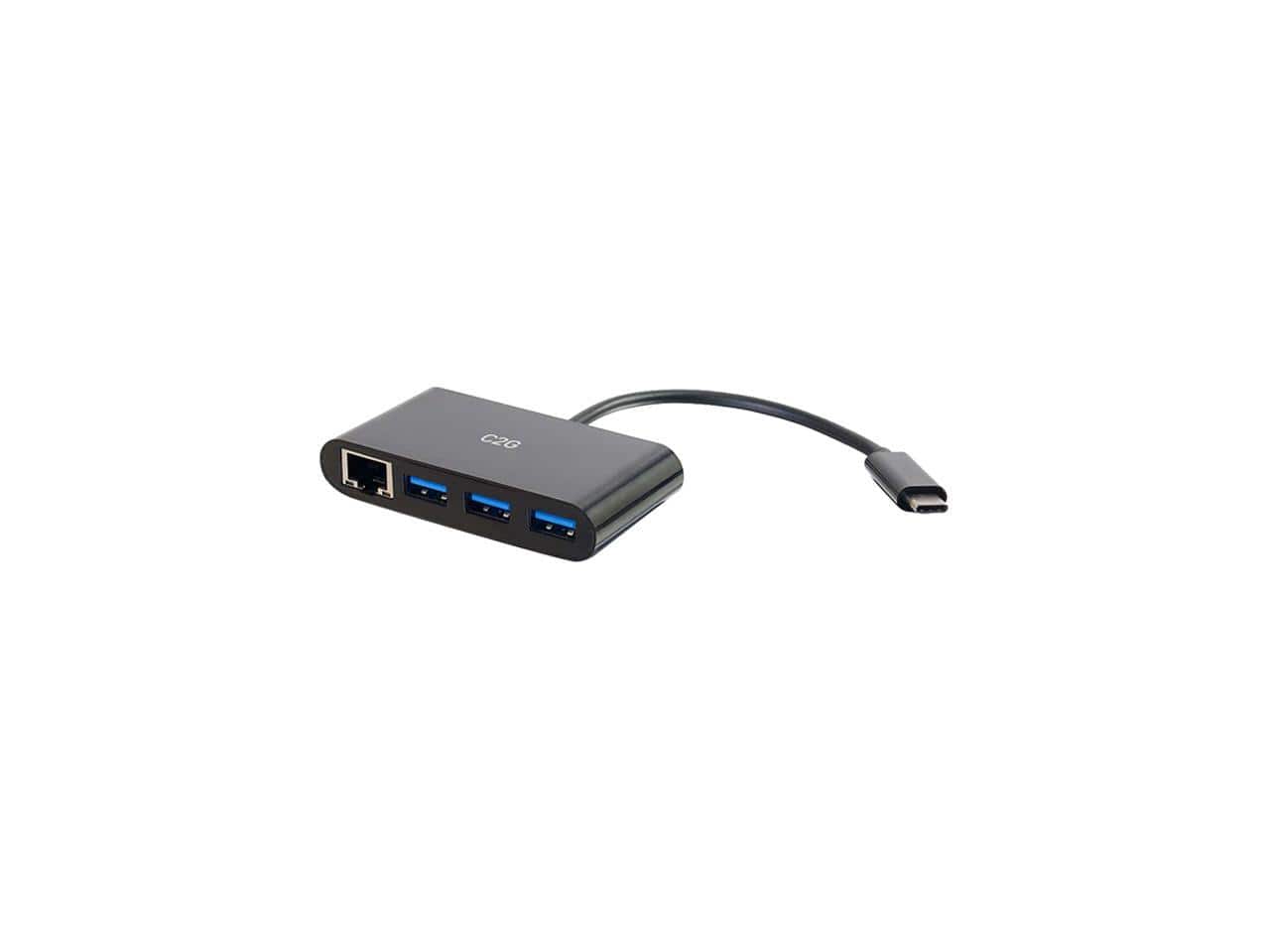 Cables to Go - C2g Usb C Hub With Ethernet - 3-Port Usb Hub - Black